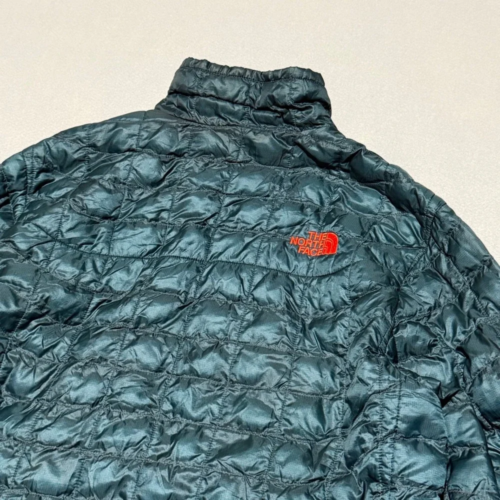 The North Face Mens Thermoball Full Zip Puffer Jacket Teal Green Orange Small